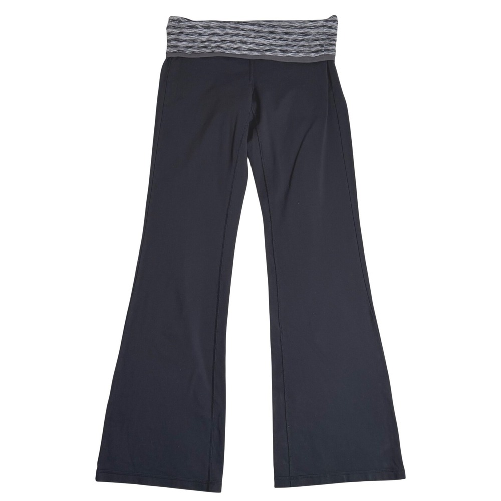 Athleta Freedom Chaturanga Space Dye Roll Top Flare Yoga Pants‎ Black Size Small